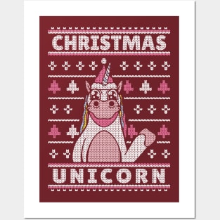 Unicorn Ugly Sweater Christmas Posters and Art